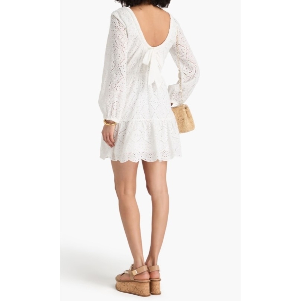 New Veronica Beard Calibra Broderie Eyelet Long-Sleeve Tiered Dress Size 00 - Picture 2 of 12